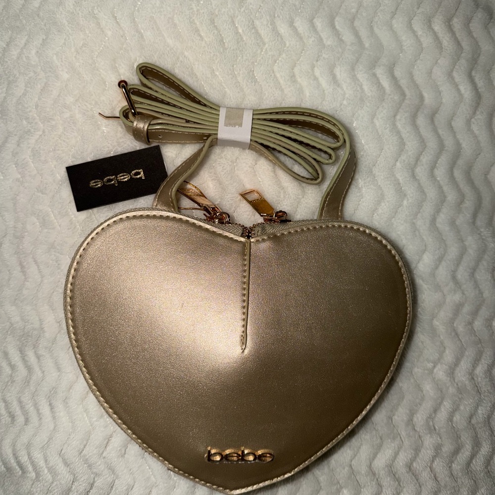 Bebe Metallic Gold Heart Mini Bag